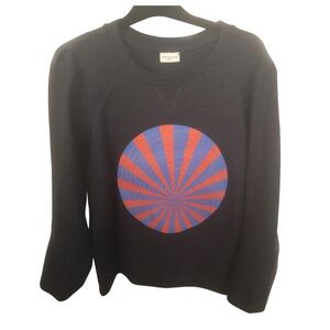 Dries Van Noten wool flannel like, blue-orange print sweater. New with tags